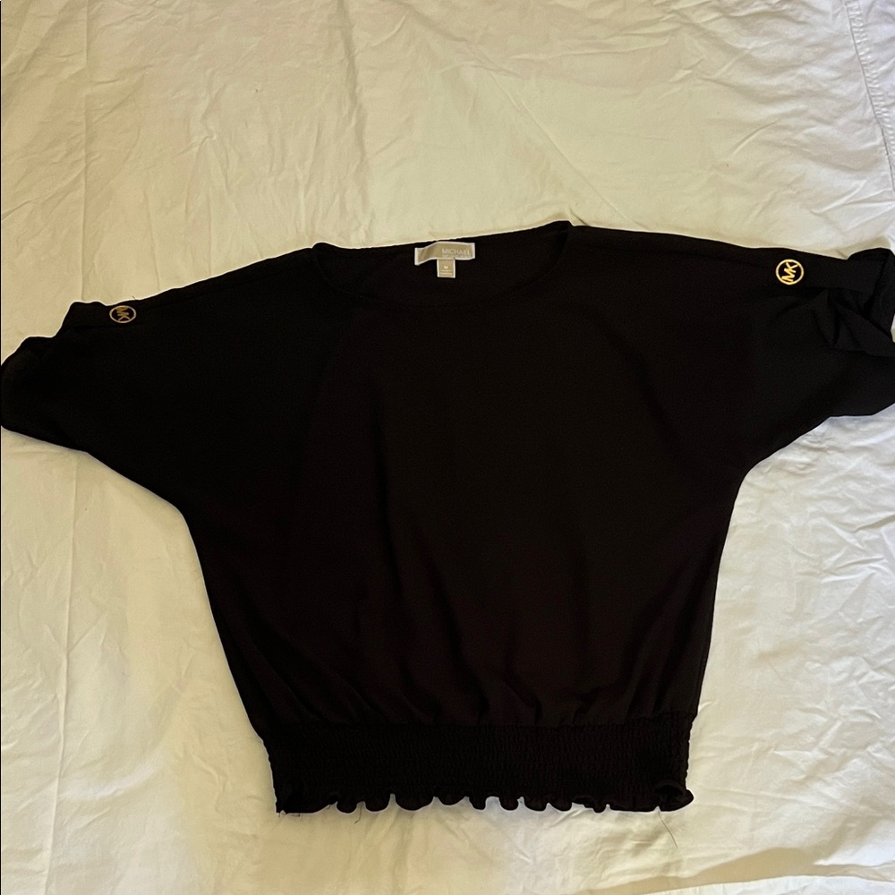 Michael Kors Black Blouse with Button Accents